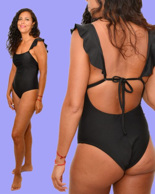 enteriza Gabriela, con volados, negra