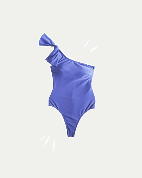 enteriza asimétrica, un solo hombro, azul